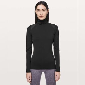 NWOT Lululemon Ethereal Mock Neck Black Long Sleeve Tee Size 8 Medium